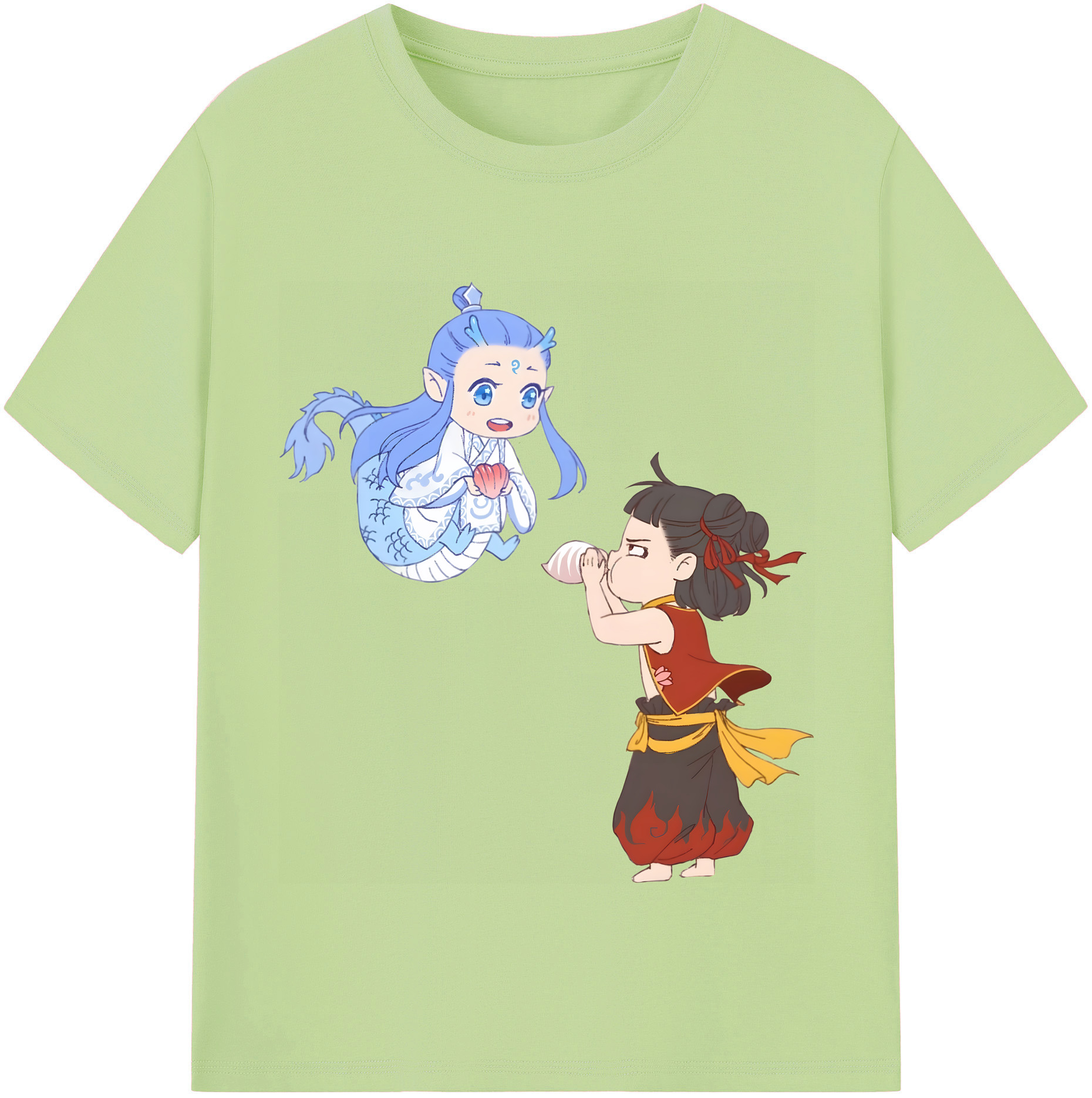 （画像用） Ne Zha 2 ナタ 魔童の大暴れ 綿100％半袖Tシャツ（フロントプリント）